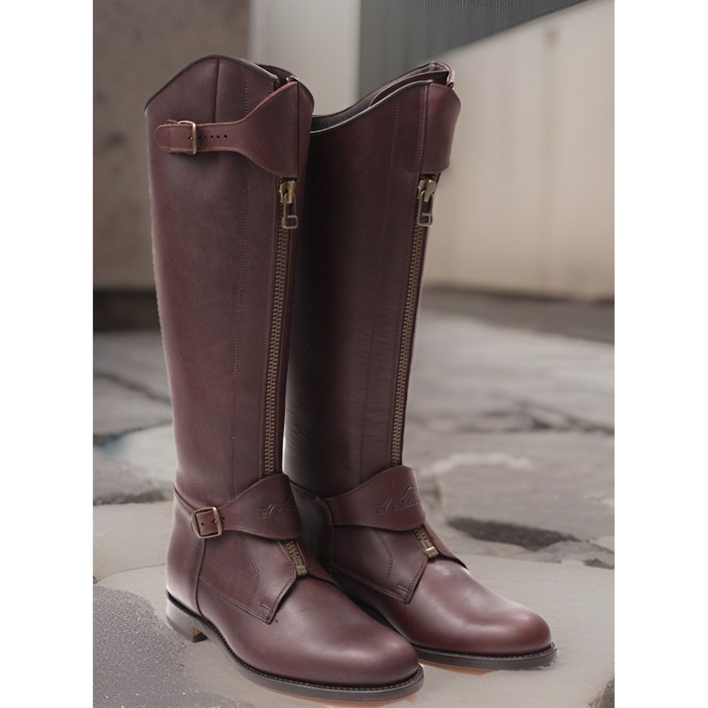 EL ESTRIBO 1231 Ternera Flor Brown Leather Classic Riding Boots EU 40 US 8